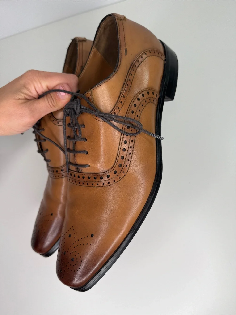 Marco Vittorio brown leather oxford dress shoes size men’s 9 business Italian
